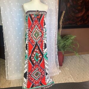 Magic Red and Green Geometric Maxi Skirt